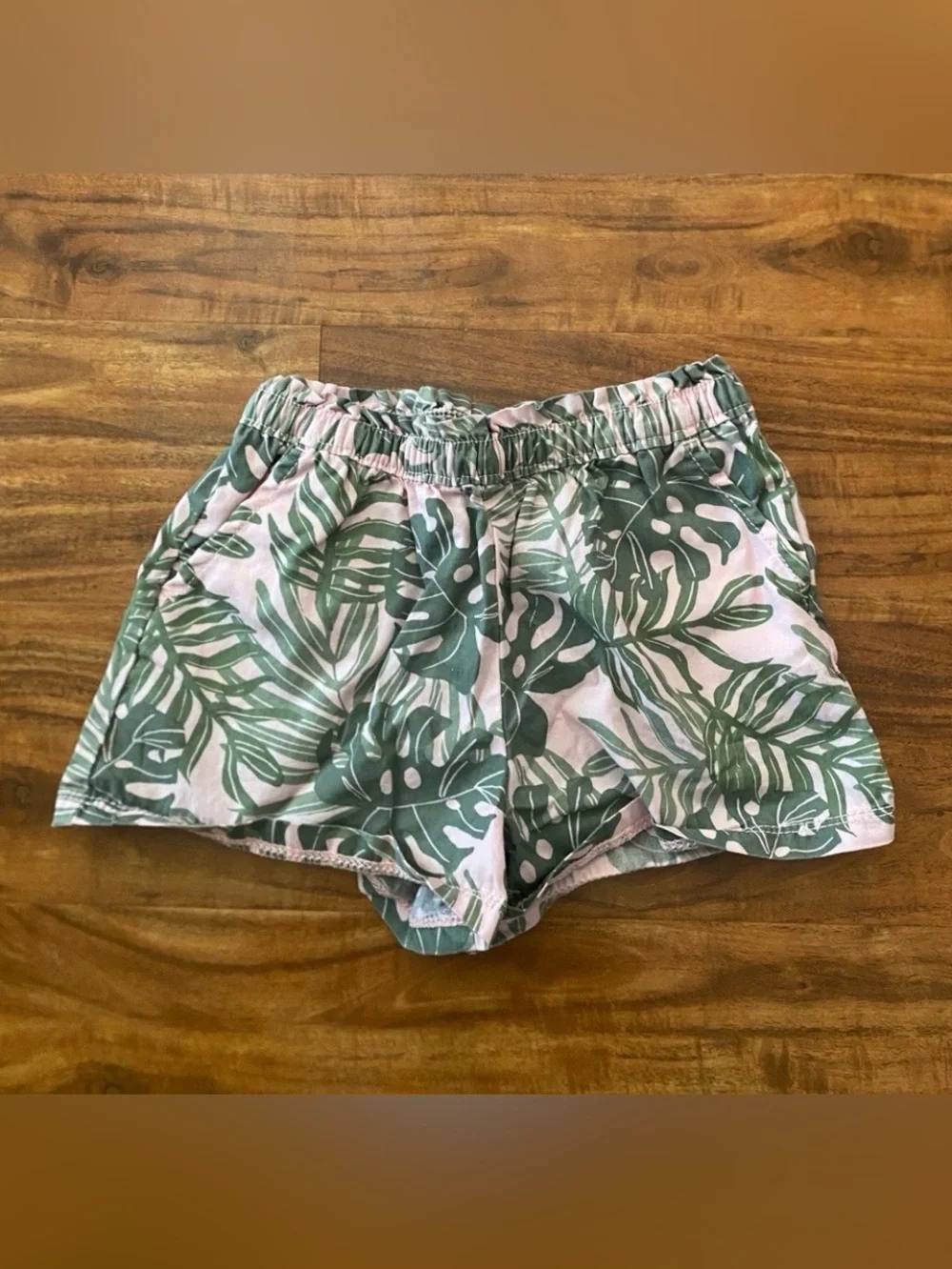 Children's Place Girls Pink Green Leaf Print Tank Top + Shorts Size 4T Girly